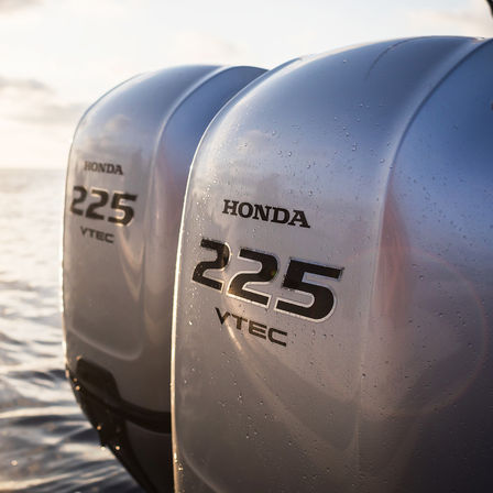 Close up of 2x Honda marine engines.