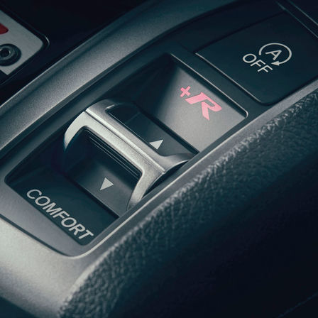 Primo piano delle caratteristiche degli interni della Civic Type R.