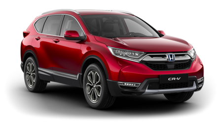Vista frontale di tre quarti di Honda CR-V Hybrid.