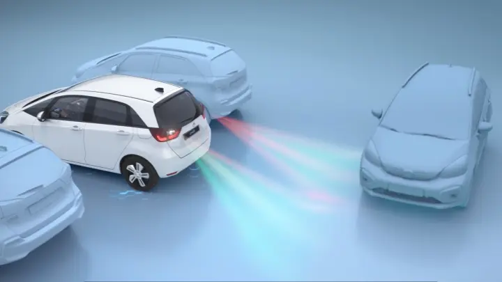 Immagine grafica Honda Jazz Hybrid delle funzioni Honda SENSING. 