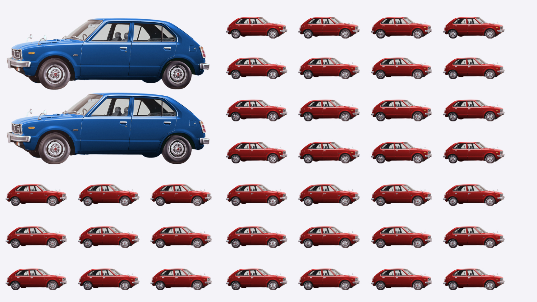 Bandiera statunitense creata con modelli di Honda Civic.