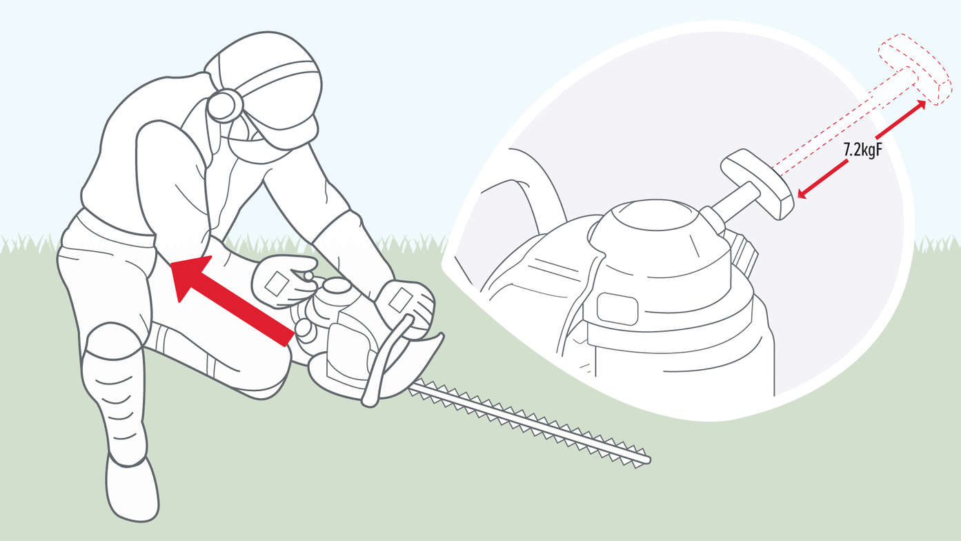 Tagliasiepi Honda, schema con dettaglio sulla corda di avviamento.