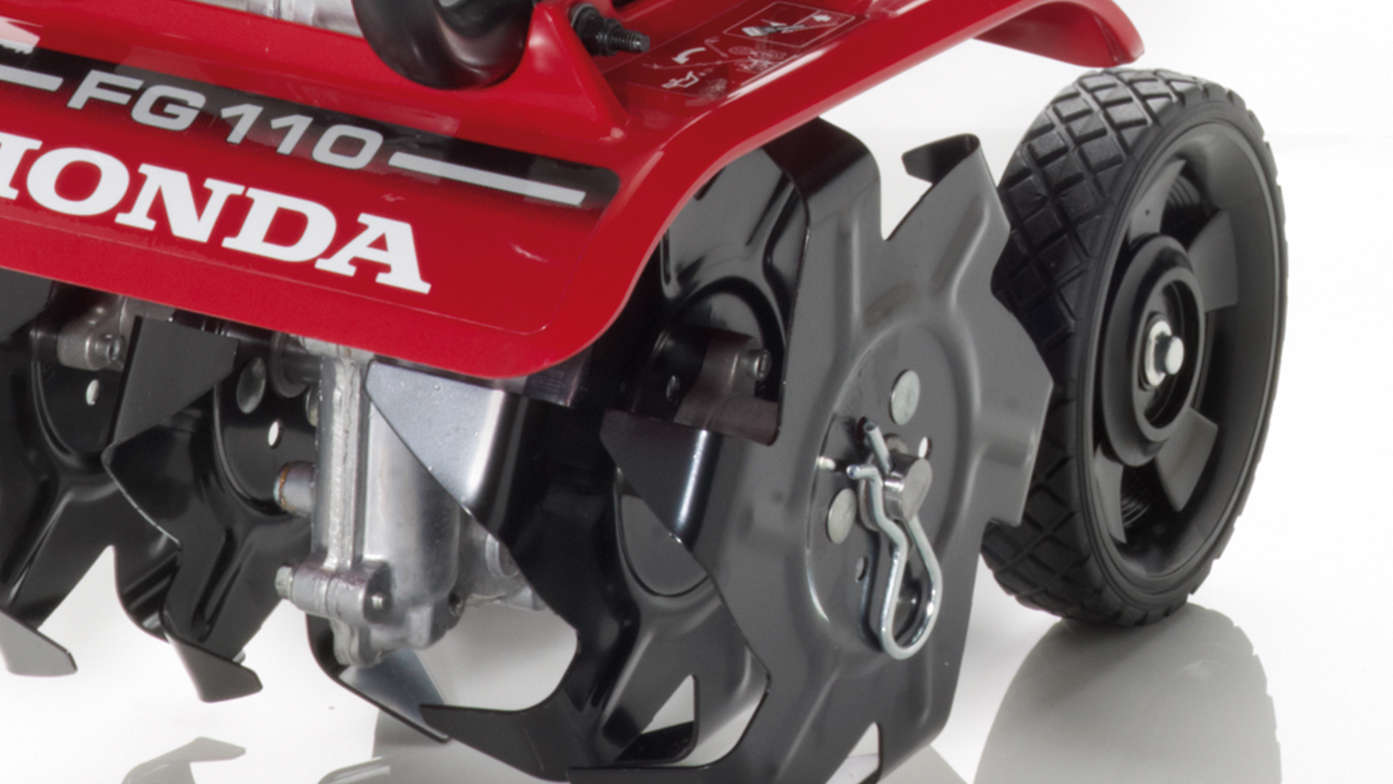 Micro-motozappe Honda, dettaglio sulle ruote.