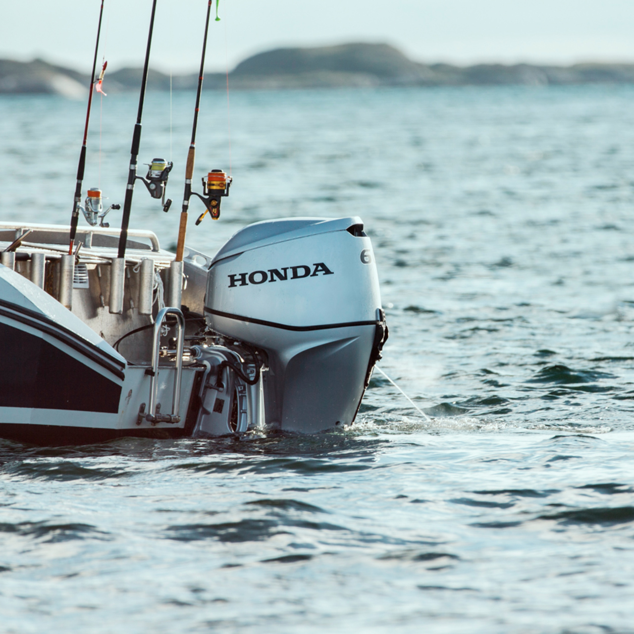 Primo piano del motore BF60 in ambiente acquatico.