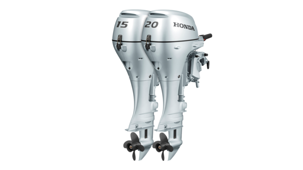 Motori BF15 e BF20 di fronte da tre quarti.