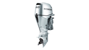 Motore BF60 di fronte da tre quarti.