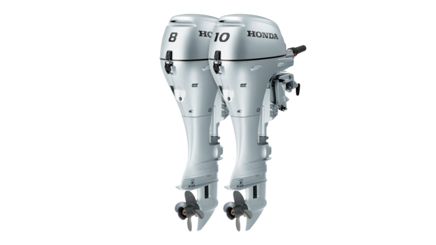 Motori BF8 e BF10 di fronte da tre quarti.