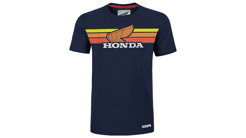 T-shirt Honda vintage blu navy e tramonto.