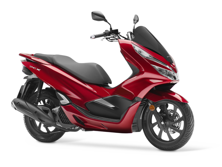 visuale laterale di Honda PCX125 rossa