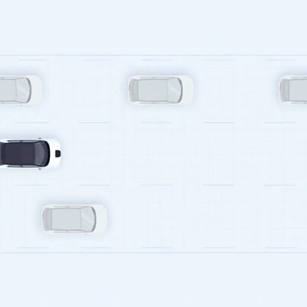 Una vista dall'alto della Honda e che mostra la funzione di cruise control adattivo. 