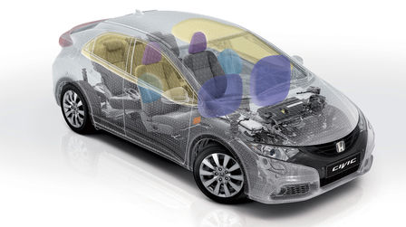 Disegno da esterno di vettura Honda Civic con trasparenza interna