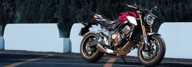 moto Honda con bosco sullo sfondo